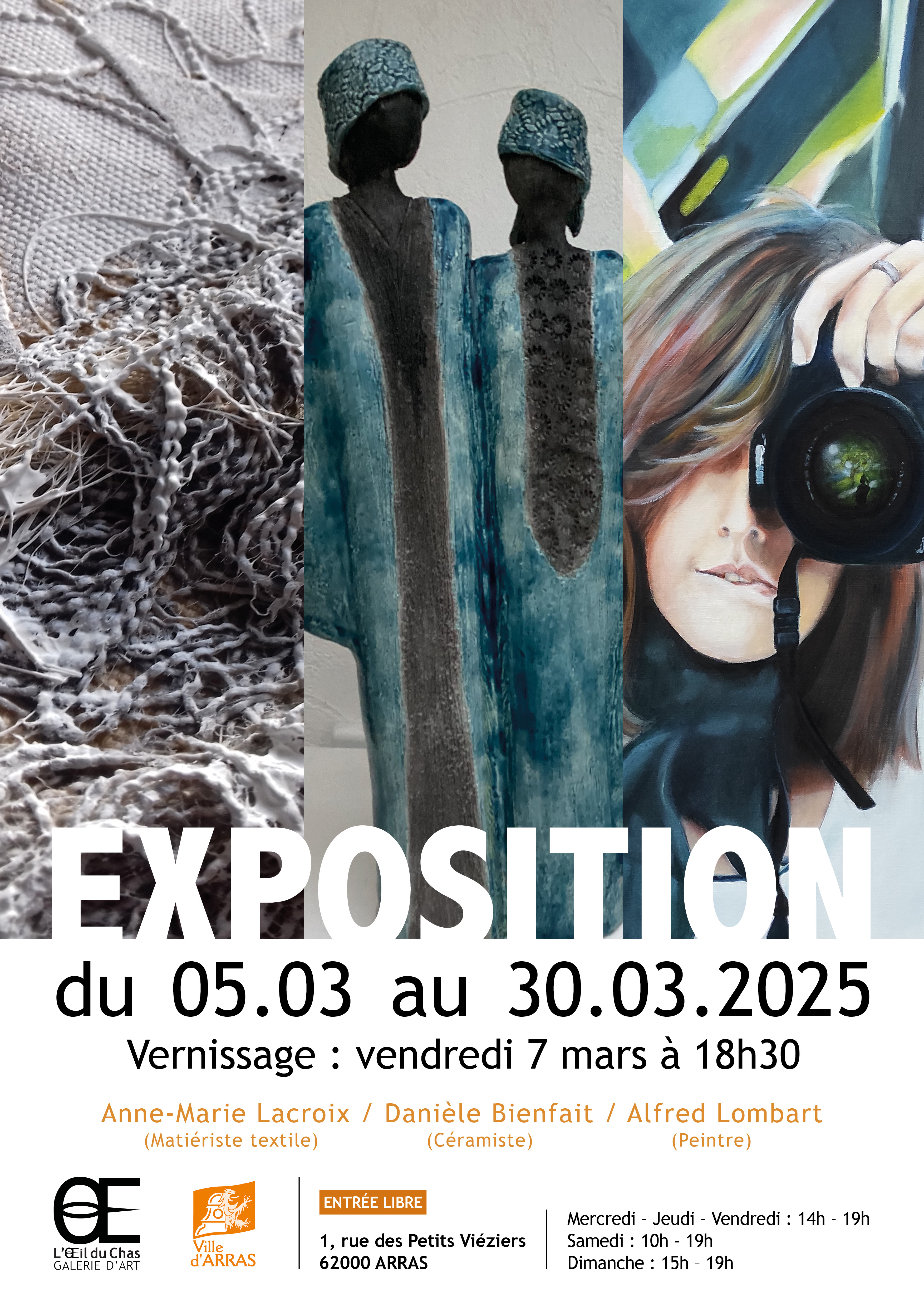 affiche exposition 3 artistes Oeil du Chas