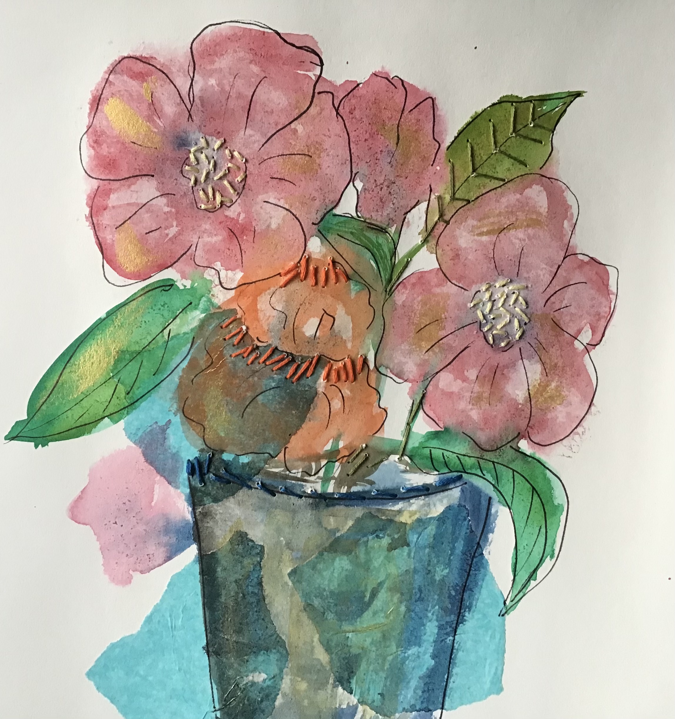 Peinture mix média abstraite
