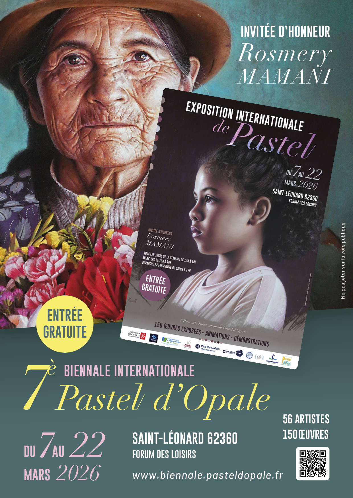 Exposition internationale "Paste d'Opale" Plus de 60 participants  et plus de 150 tableaux aux pastels secs exposés au forum de St Léonard