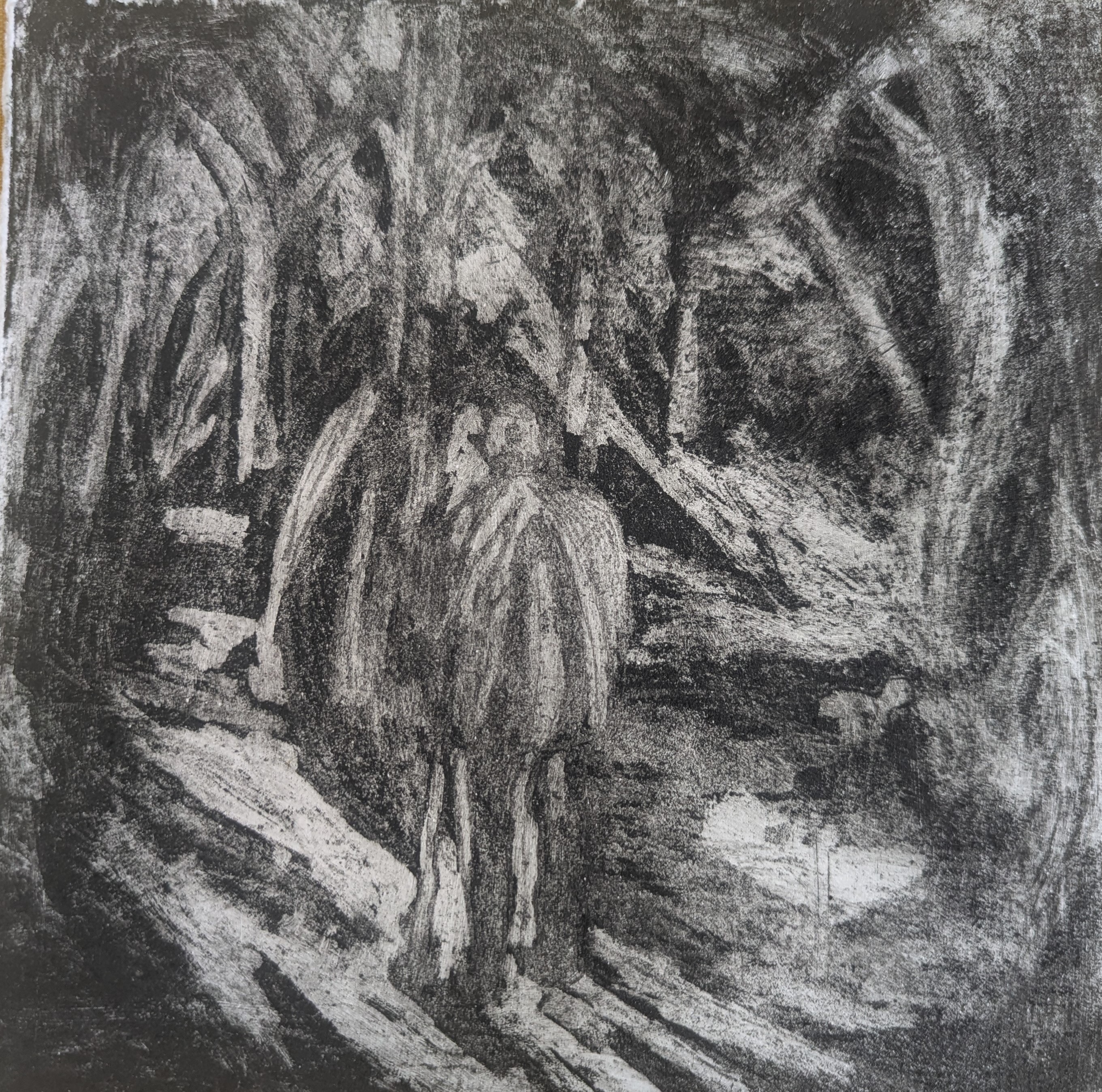 Mon père dans le chemin - eau forte 