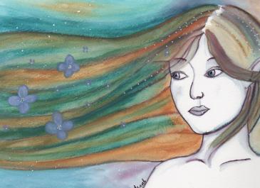 composition encre mixte couleur  de sarah elfe peintre