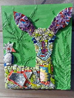 Mosaïque biche et oiseau