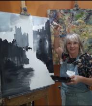 Artiste Mac cadart devant sa production artistique